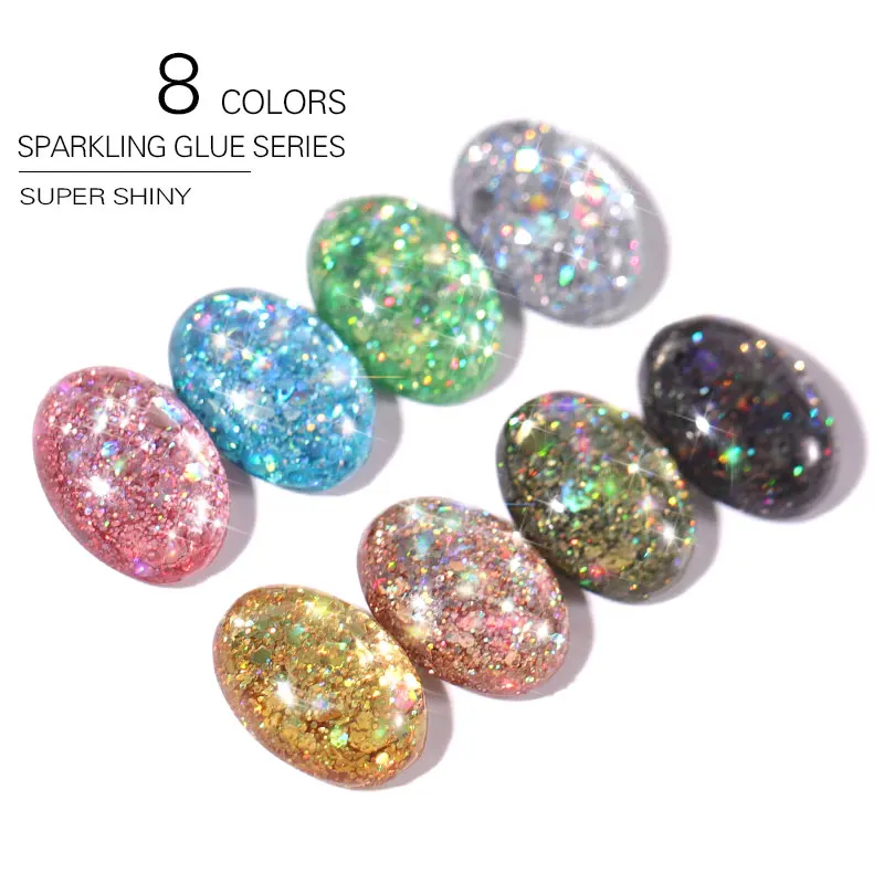 5ML Glänzende Gel Nagellack Farbe Nagel Kunst Lacke Semi Permanent Diamant Glitter Polnischen UV Nagel Gel Top Mantel maniküre TSLM1