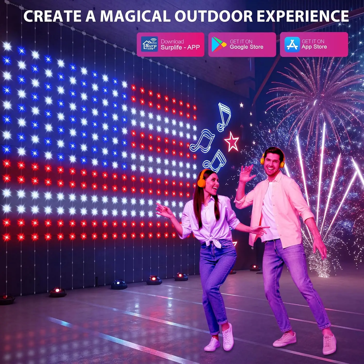 400LEDs Christmas Smart Curtain Lights Bluetooth App LED String RGB Fairy Lights DIY Music Display for Window Bedroom Decoration