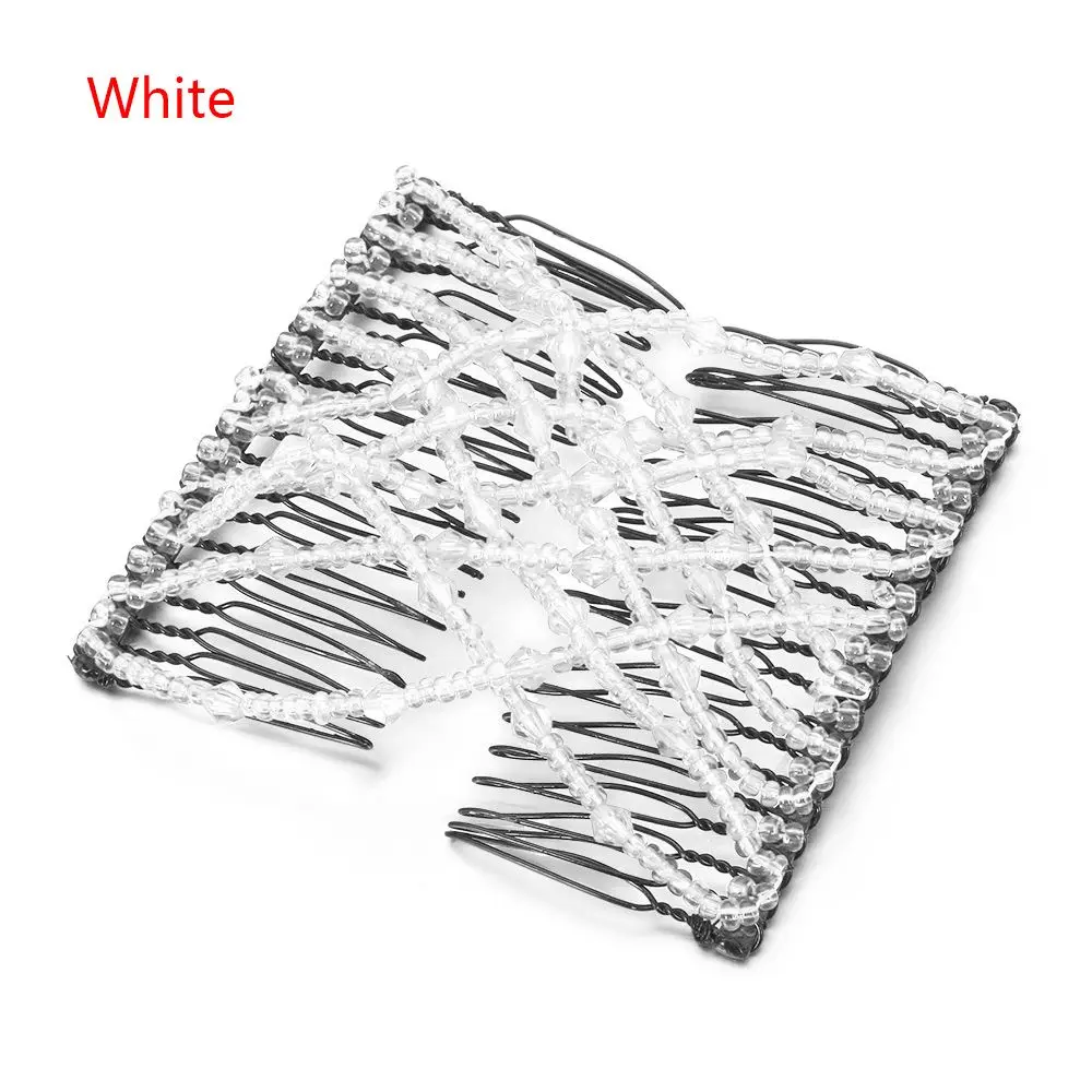 Accessories Woman Elastic Hair Maker Double Clip Bun Hair Combs Metal Hairpins Beads Comb Headband