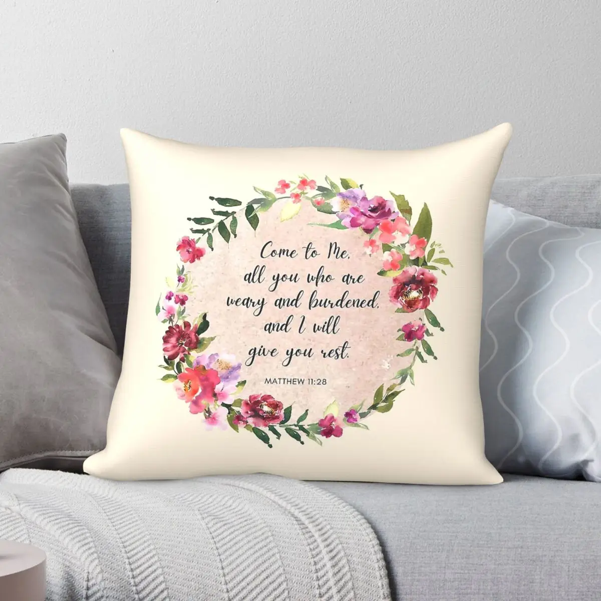 Will Give You Rest Matthew Pillowcase Polyester Linen Velvet Creative Zip Decor Home Cushion Cover Wholesale