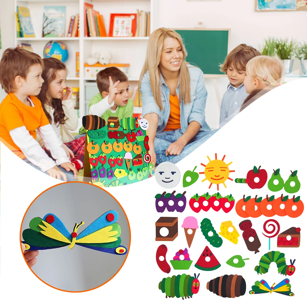 Art Craft Activities For Preschoolers - ของเล่นหนอนผีเสื้อหิวโหย ของเล่นกิจกรรมหนอนผีเสื้อหิวโหยมาก ของเล่นผ้าสักหลาด ตุ๊กตาสัตว์นุ่ม ของเล่นศิลปะและงานฝีมือสำหรับเด็กก่อนวัยเรียน