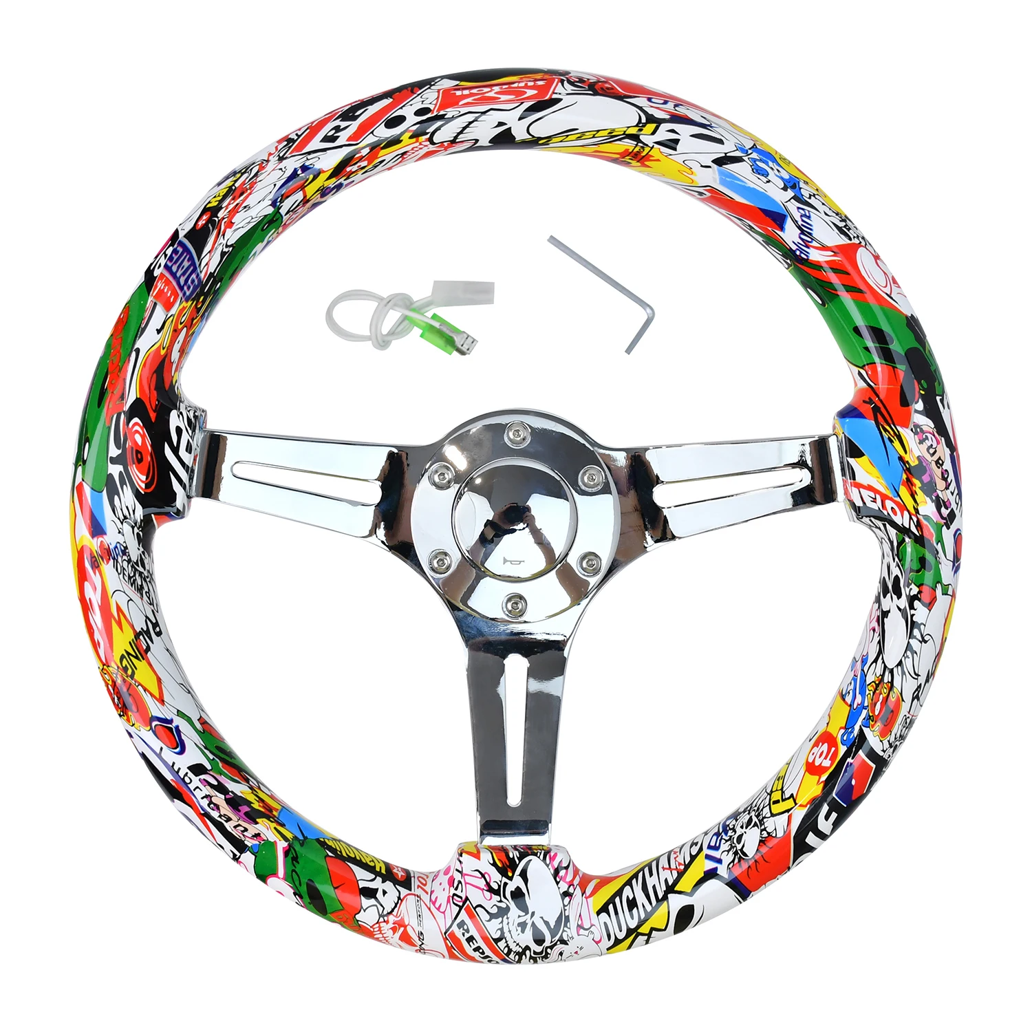 

Tiypeor Universal 14-inch 350mm ABS Racing Steering Wheel Graffiti Style Design for Updating Car