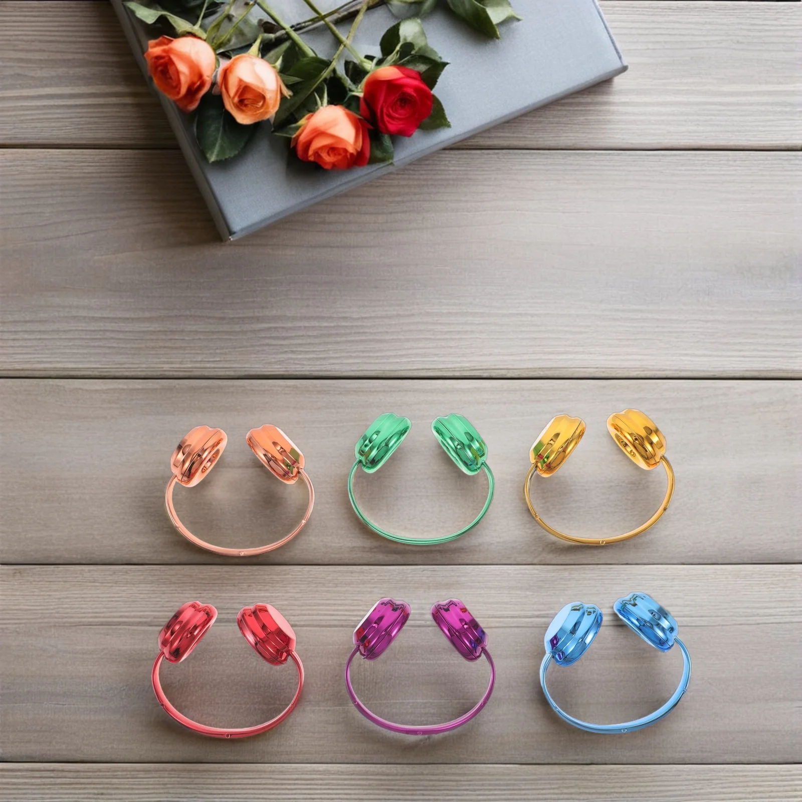 6 pezzi di cuffie in miniatura ad alta simulazione 17 cm/7 pollici in plastica colorata per accessori decorativi per case delle bambole