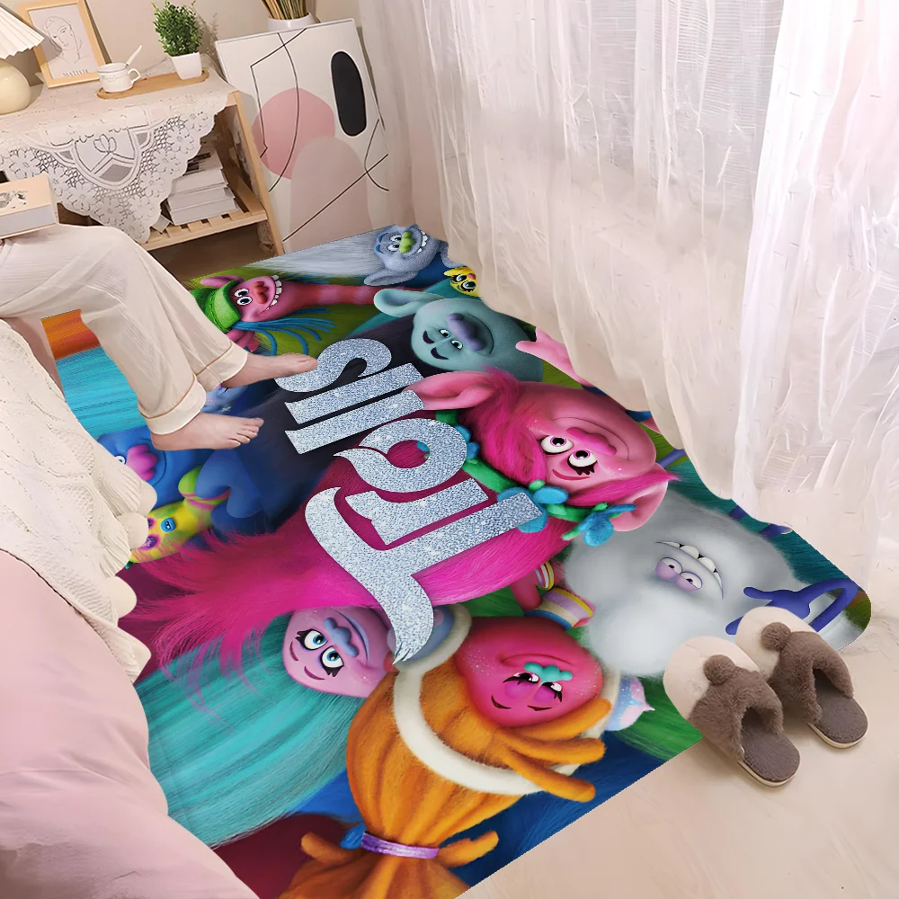 سجادة أرضية Happy Trolls مضادة للانزلاق تمتص الماء بشريط طويل وسادة نوم حصيرة Alfombra #5
