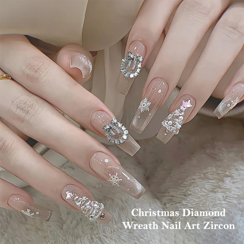 1 قطعة عيد الميلاد مسمار الزركون سحر ندفة الثلج إكليل الزهور ، القوس جرس شجرة مسمار جوهرة زخرفة السنة الجديدة مسمار الفن اكسسوارات #5