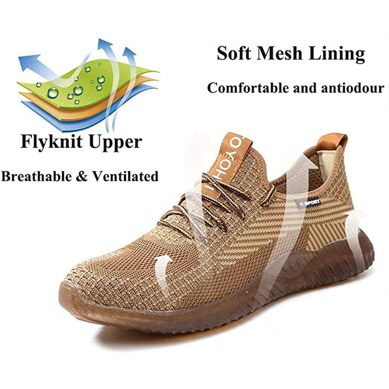 Work Safety Boots Mens Sneakers Breathable Safety Shoes Work Boots Men Puncture-proof Indestructible Shoes With Steel Toe Shoes