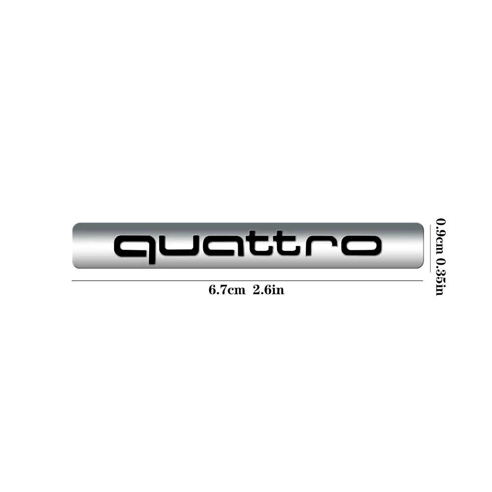 1 Stück 3D ABS Auto QUATTRO Emblem Karosserie Heck Kofferraum Fenster Aufkleber Abzeichen Dekoration Aufkleber Auto-Modifikation Zubehör für Audi Logo