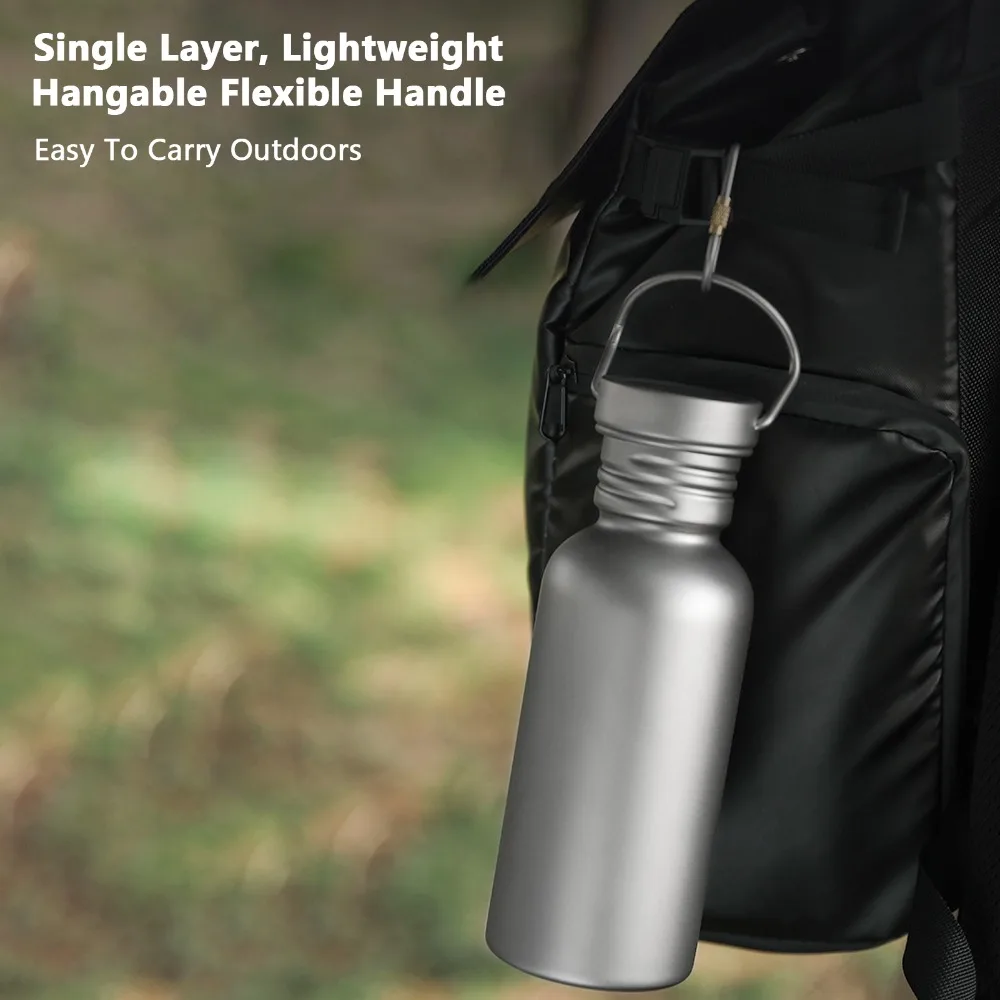 Durable Leak-Proof Titanium Water Bottle Lightweight 500ml Sport Drinking Cup 600ml 750ml Wide Mouth Kettle Outdoor Camping