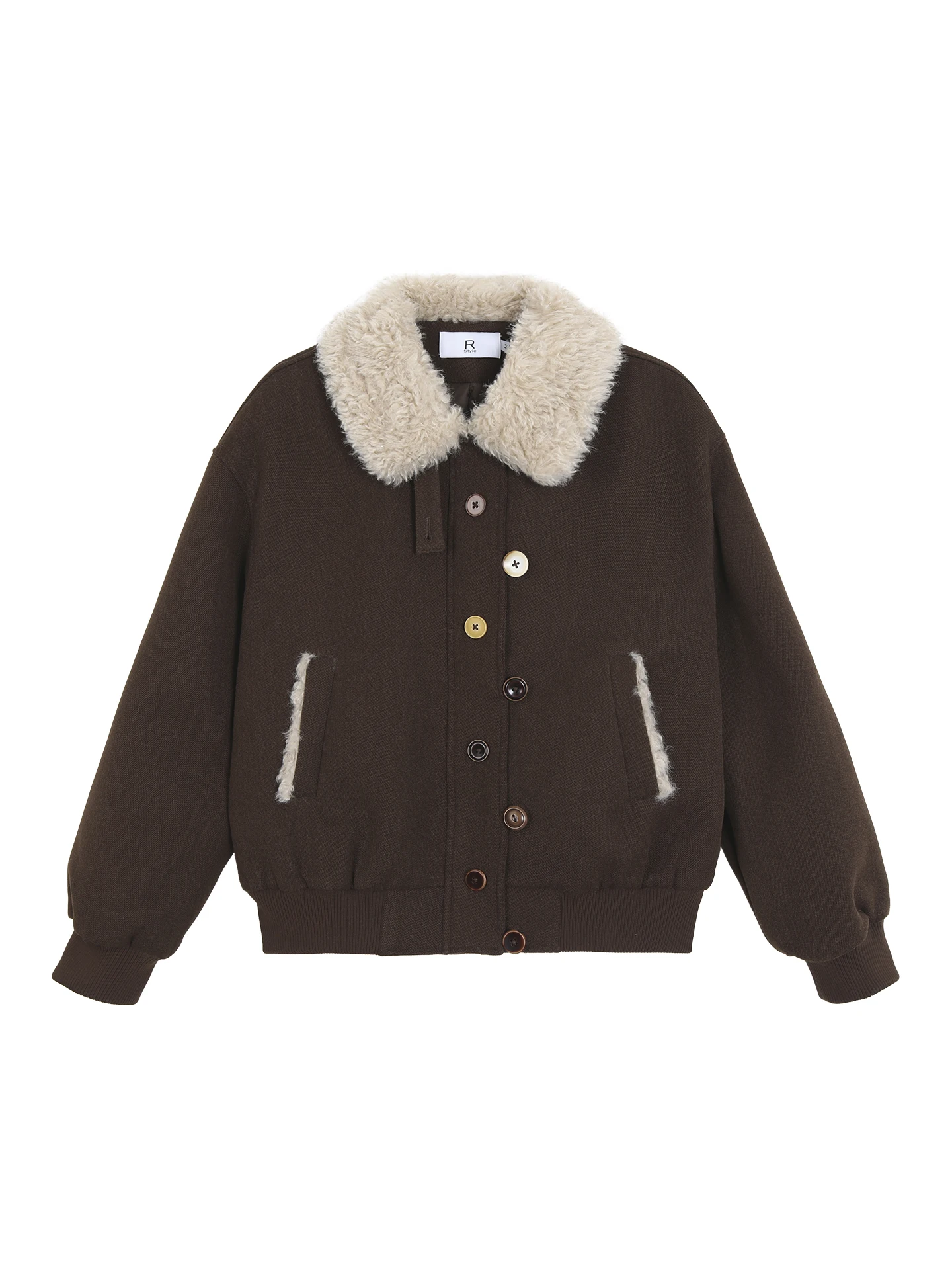 

Warm Lamb Fur Jaet Women's Autumn Winter New Sle G Sle Commute Wind Polyester Fiber Long Sve Coat with Button