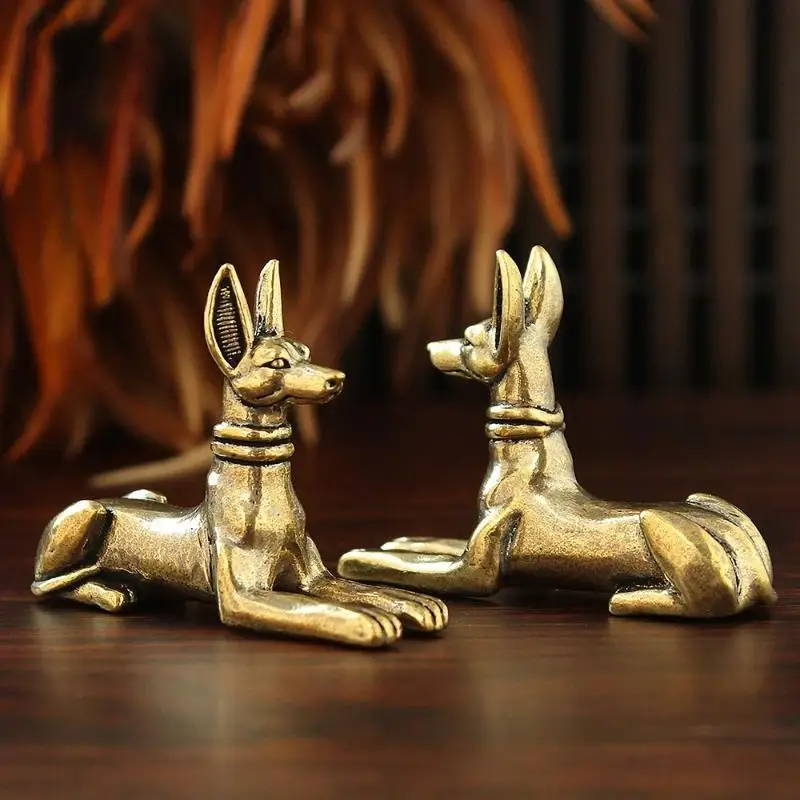 Brass Egyptian Pharaoh Hound Figurine Retro Handmade Copper Dog Statue for Boho Home Decor Pet Enthusiast Collection Gift