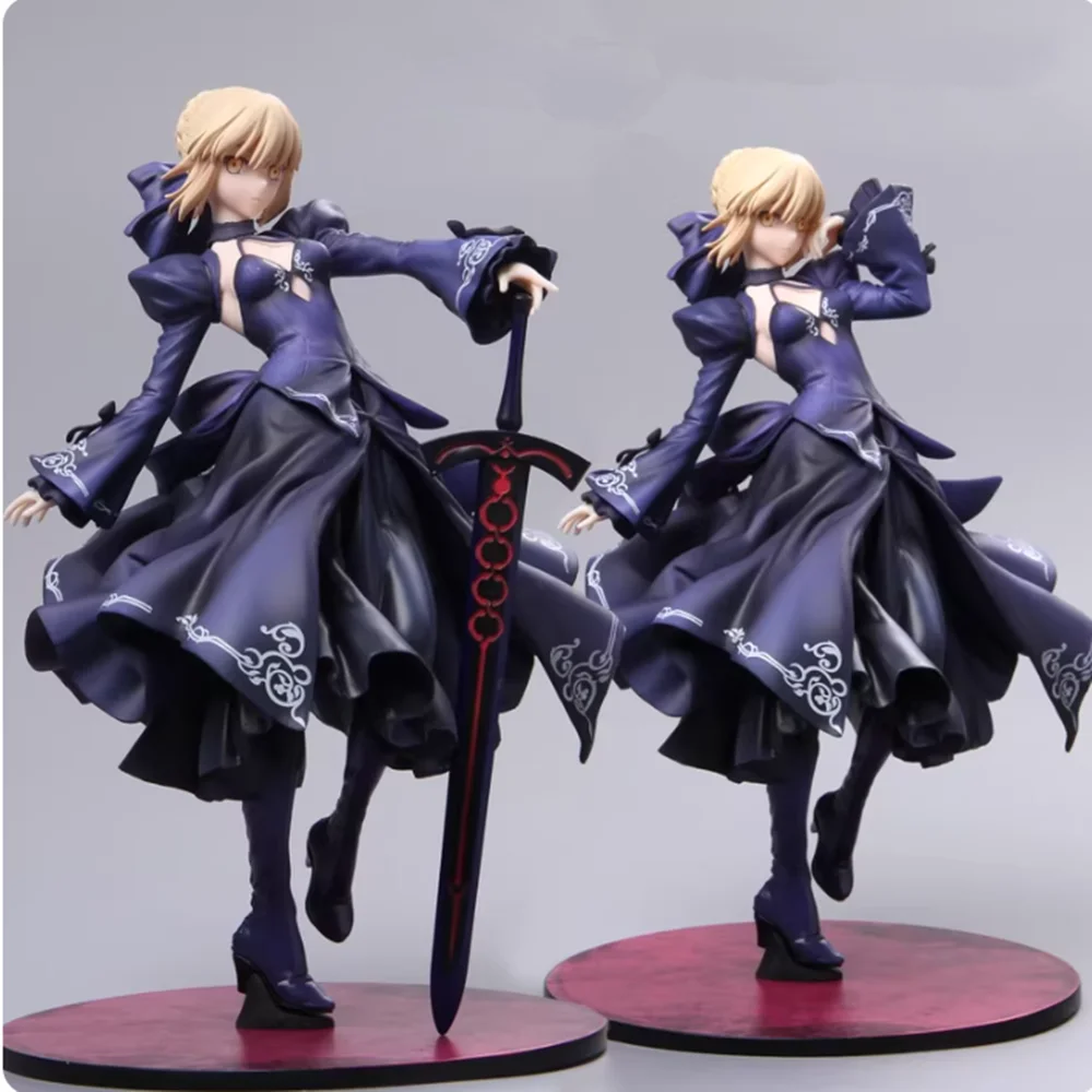 

24CM Anime Gekijouban Fate/stay night Heaven's Feel Altria Pendragon Black Dress Up Saber Alter Model Toy Gift Action Figure PVC