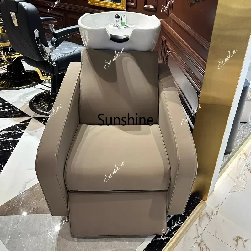 Barber shop semi-reclining shampoo bed Hair shop seated shampoo bed Hair salon flush bedTJ