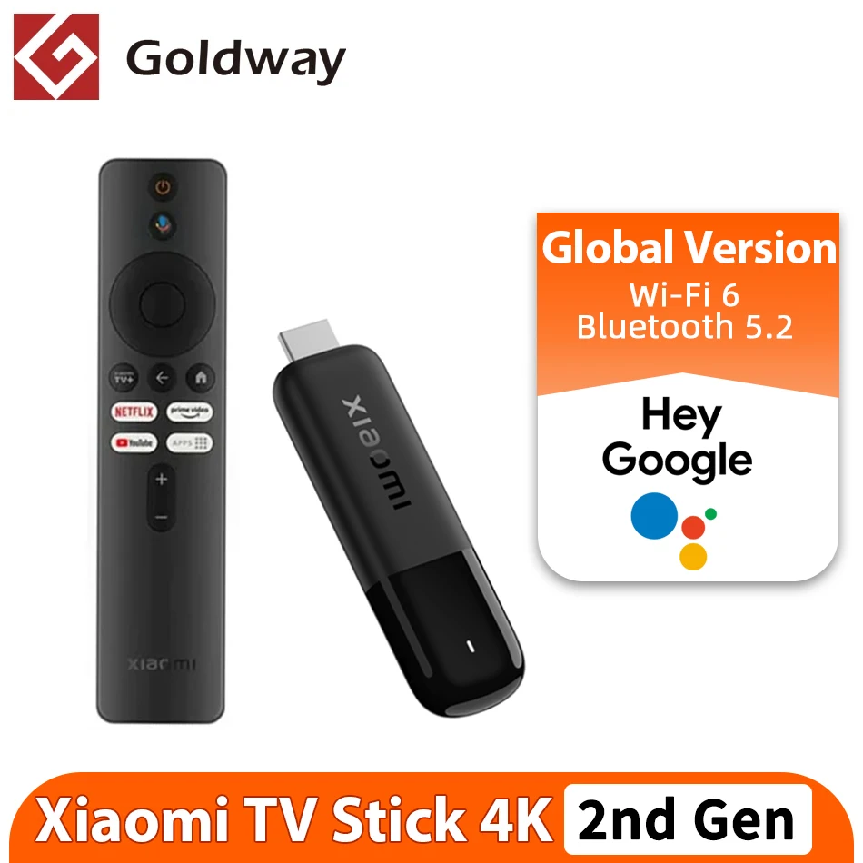 Xiaomi TV Stick 4K 2-го поколения, глобальная версия, 8 ГБ ПЗУ, четырехъядерный процессор 4K Ultra HD BT5.2, Google TV Dolby Vision Mi, портативная потоковая передача