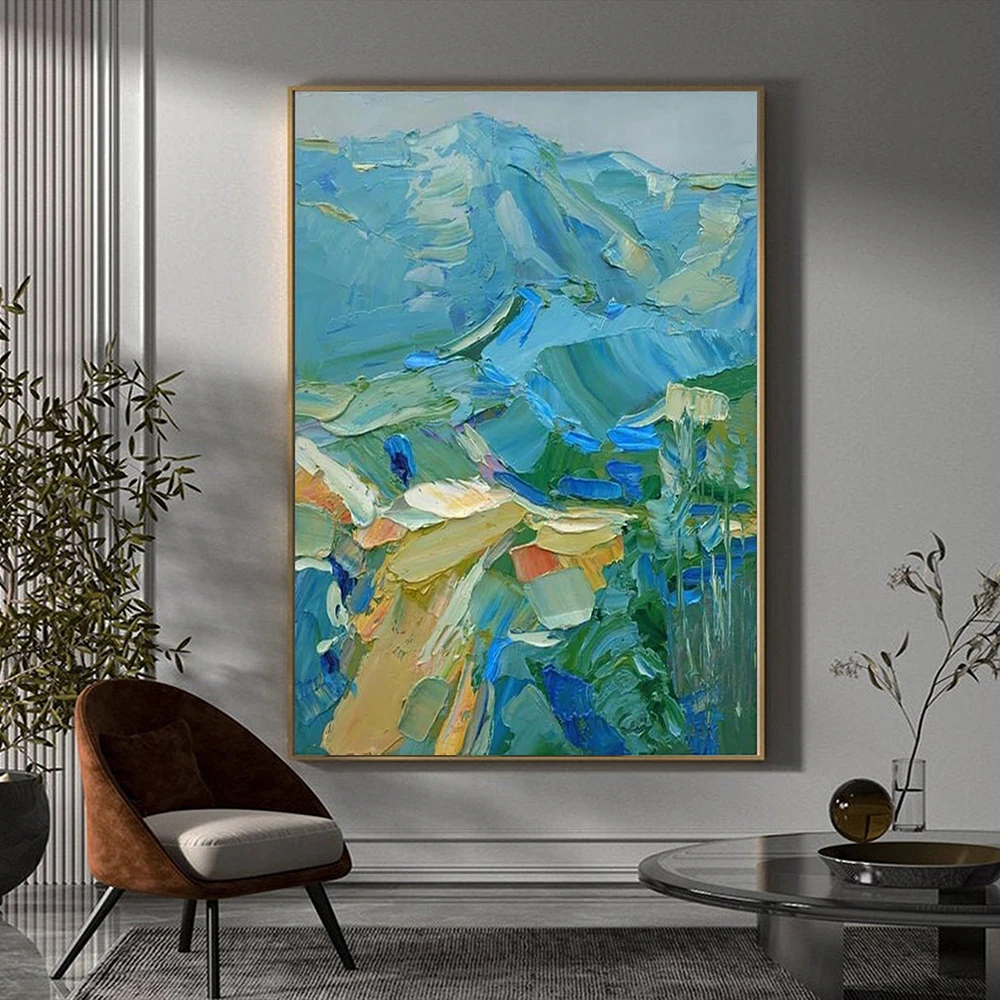 

Hand-Painted Large Oil Painting On Canvas Mountain paintings Living Room Wall Art Hand-painted Heavy Textured Impasto Painting