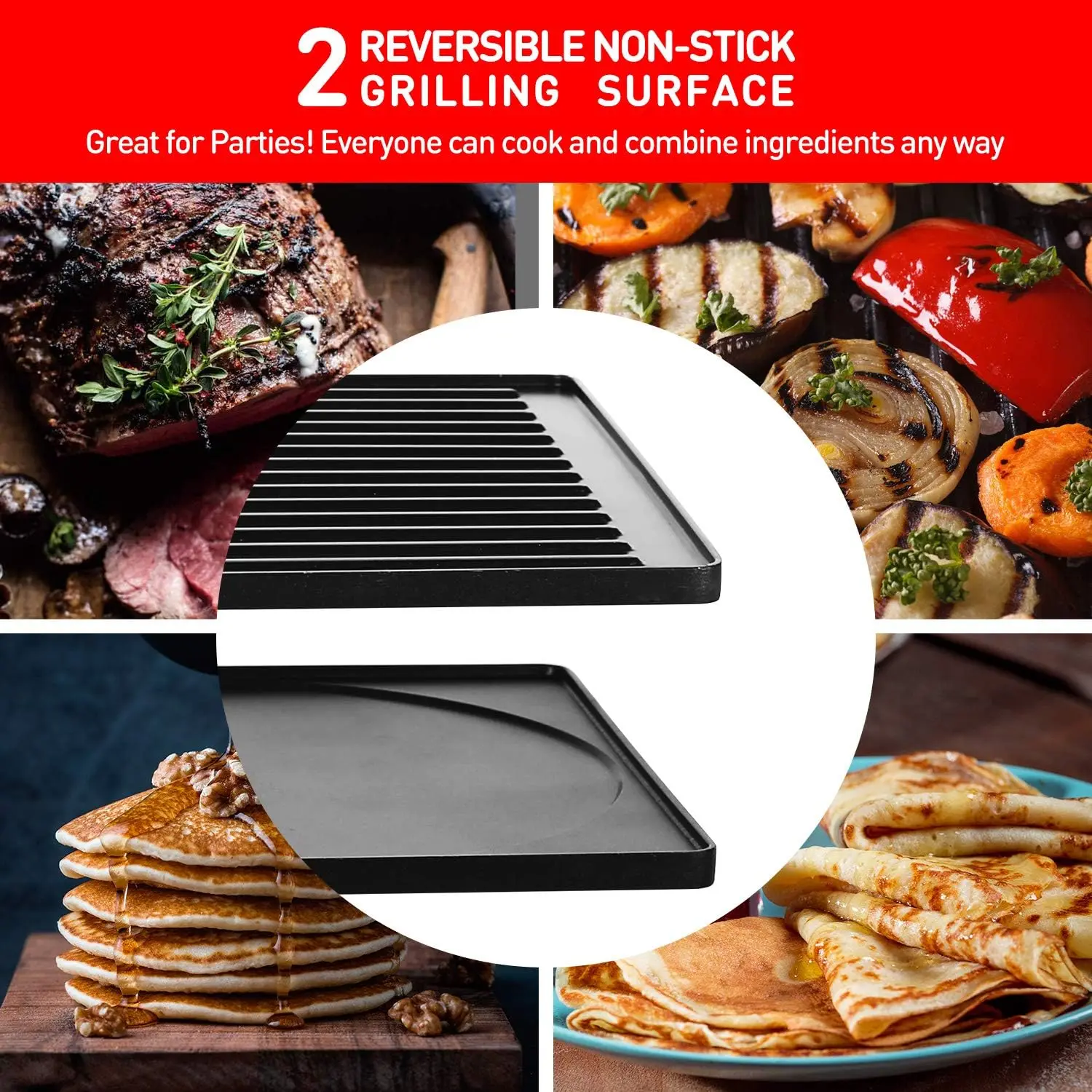 Table Grill, Techwood Electric Indoor Grill Korean BBQ Grill, Removable 2-in-1 Non-Stick Grill Plate, 1500W Fast Heating with 8