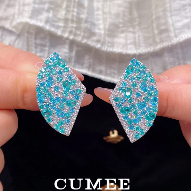 CUMEE Summer Light Luxury Sea Beach Style Personalized Artificial Navy Blue Earrings Silver Gold Plating