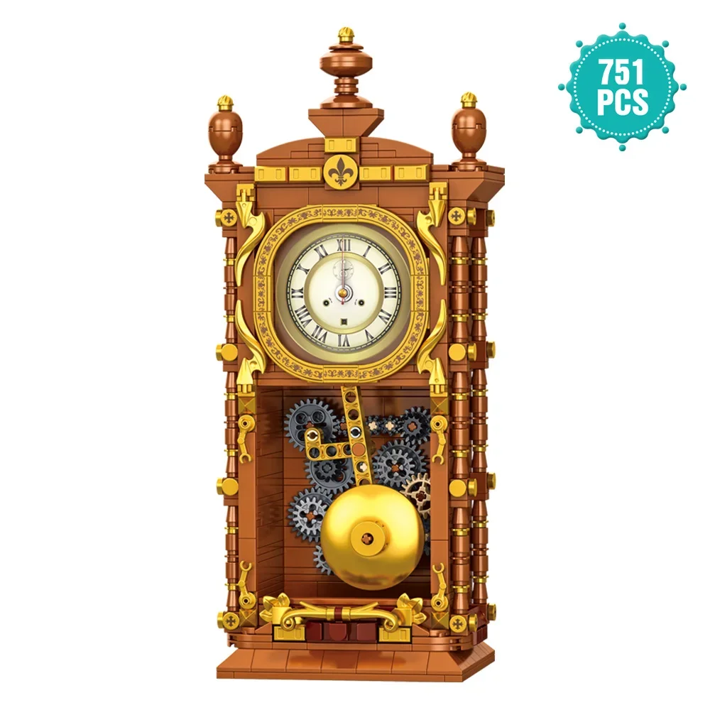 751PCS Classic Retro Series Swing Clock Building Blocks With Pendulum Construction Brick Set Gift for Kids Adult