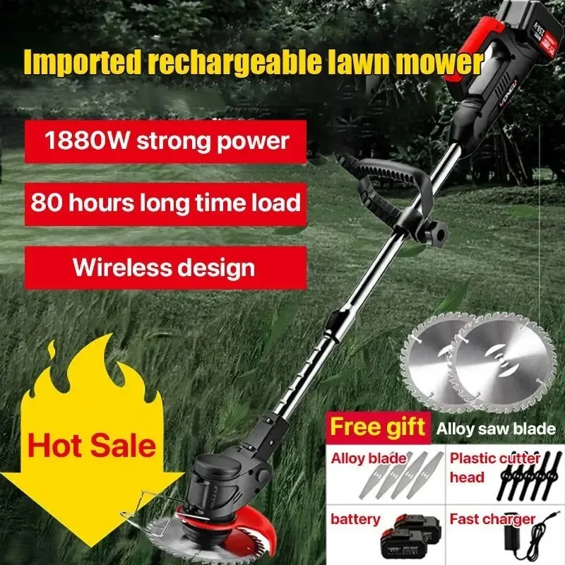 

Household Portable Lithium Lawn Mower Trimming Tools Brushless Electric Lawn Mower Cordless Agricultural Garden Weeding Tools