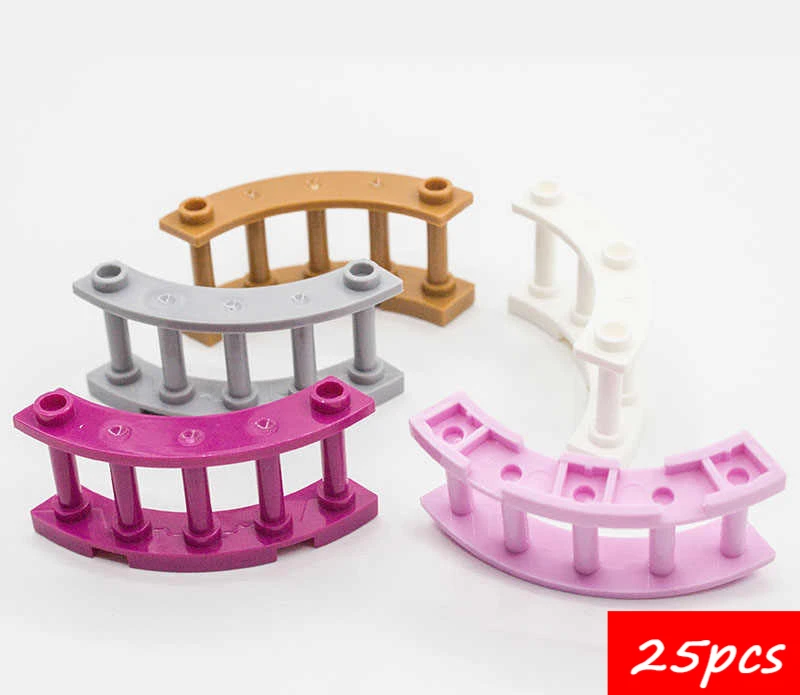 25 peças 30056 4x4x2 trilhos de cerca curvados-peças de blocos de construção MOC compatíveis com as principais marcas para cena de parque agrícola