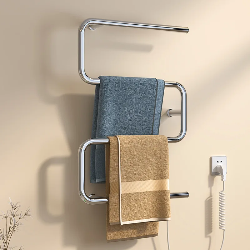 304 electric towel rack waterproof  temperature bow-shaped drying bar storage rack special-shaped electric heating towel rack