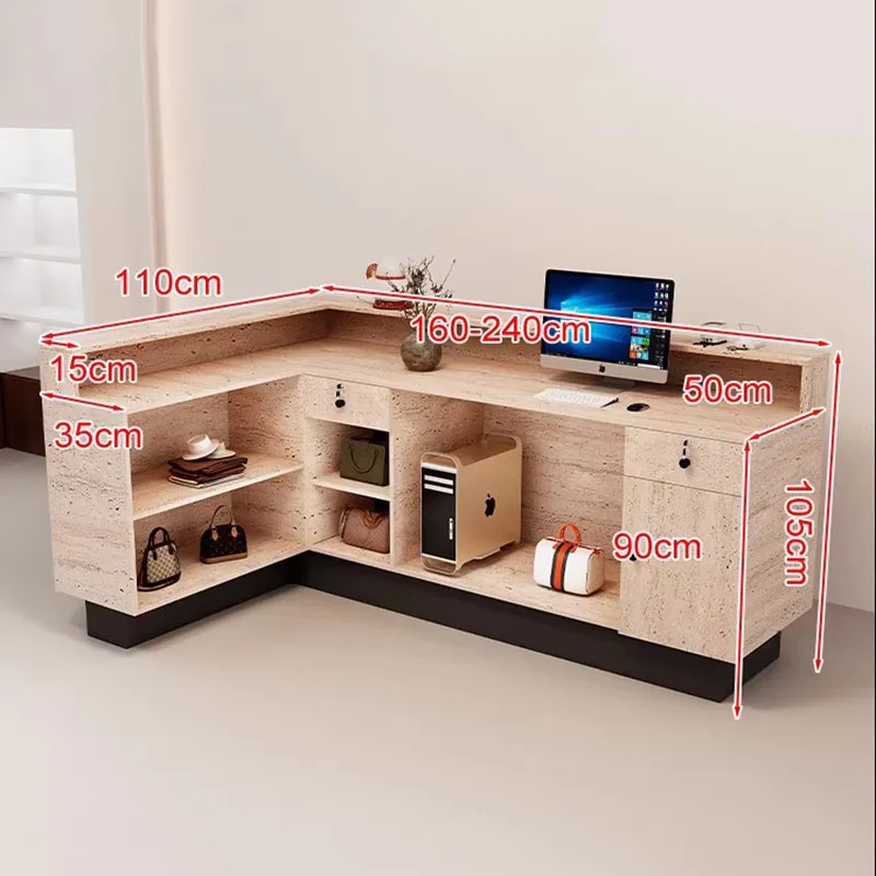 Customized Trendy Reception Counter Luxury European Storage Exquisite Reception Desk Simple Modern Mostrador Office Furniture
