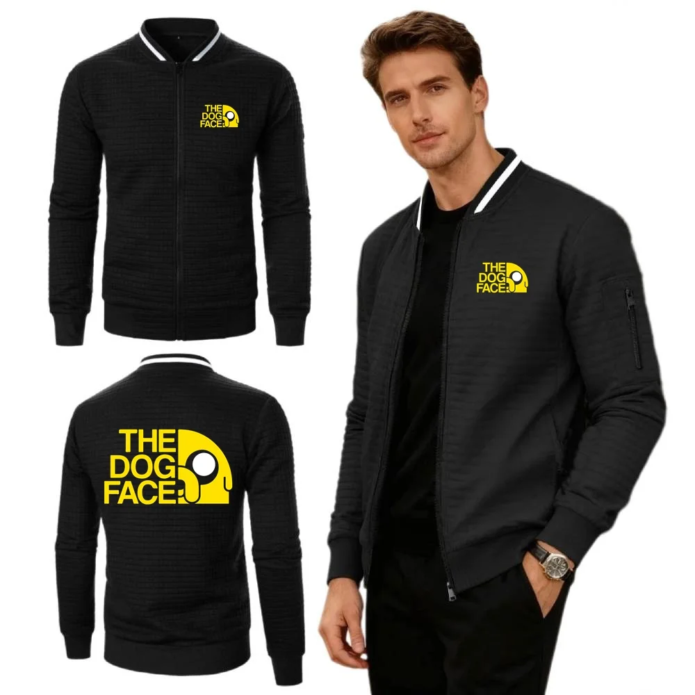 The Dog Face Jacket Daily Leisure Fishing Fitness Mens Sweatshirt Simplicity Baseball Collar Waffle Coat Chic Youth Streetwear