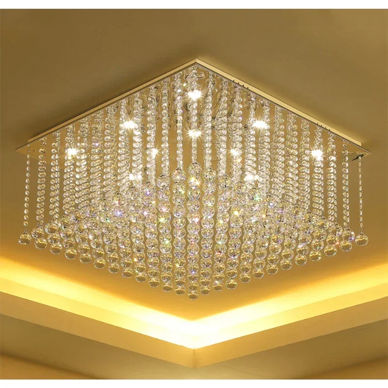 

Modern Crystal Chandelier Square Luxury Lamp Indoor Hanging Lighting Equipment for living room dining room lobby Ceiling Lustres