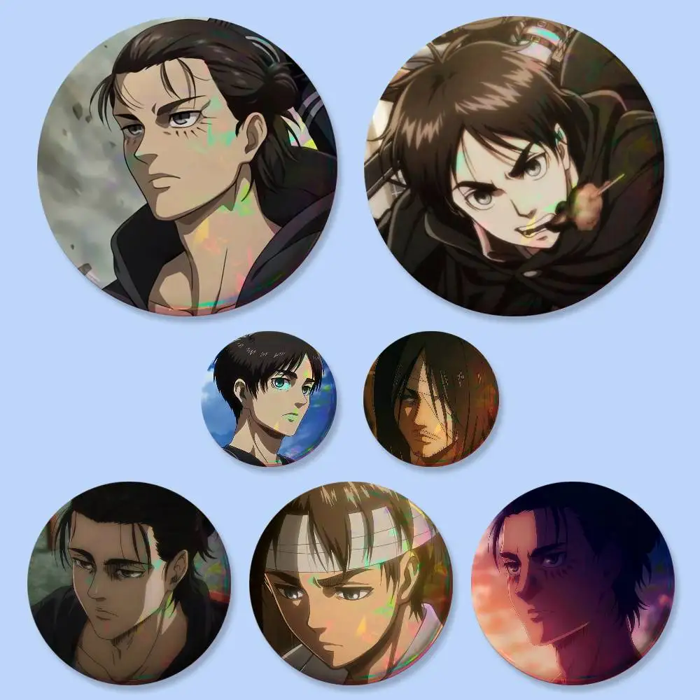 Eren Yeager Anime Badges 25 32 44 58 75 Mm Round Cosplay Pin Bag Decor Fans Collect Friends Gifts Brooch Souvenir
