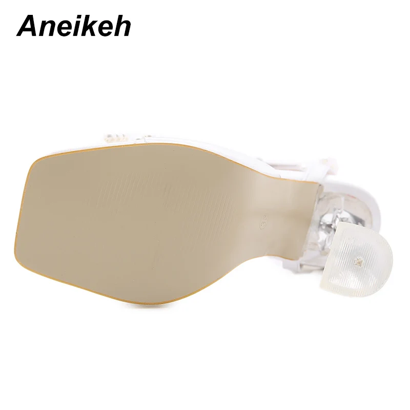 Aneikeh 2024 Summer White String Bead High Heels Wedding Shoes Butterfly-Knot Narrow Band Thin Heels  Square Toe Party Sandals