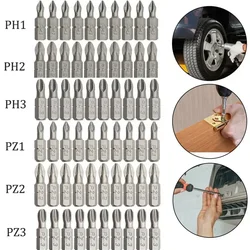 10Pcs 25mm PZ1/PZ2/PZ3/PH1/PH2/ PH3 Phillips Hex Bit Set Shanked Mini Anti Slip Screwdriver Bits for Drill Batch Head