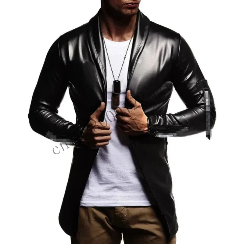 Hot Sale Night Club Men New Fashion Slim Fit Motorcycle Leather Golden/Silver Blazer Jacket Male Pu CMM221