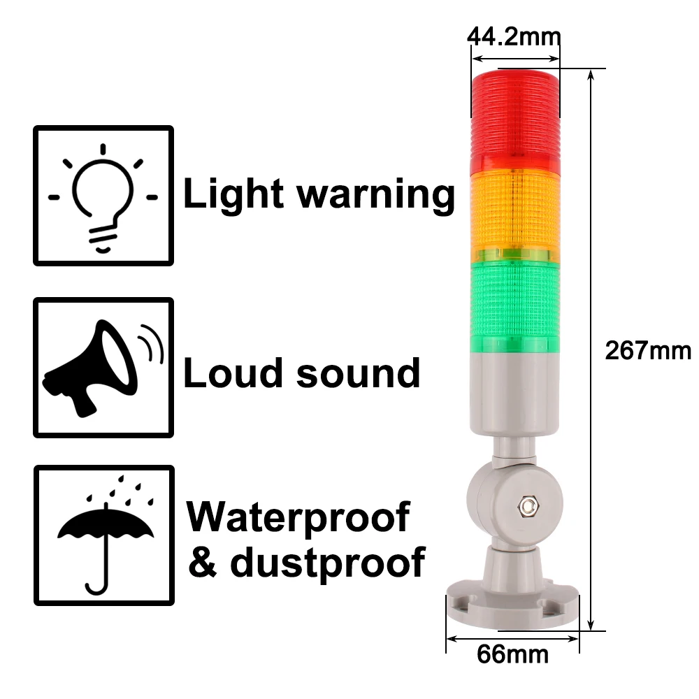 Przemysłowy wielowarstwowy sygnał świetlny LED Alarm ostrzegawczy stały/lampa błyskowa dla wieży maszynowej DC12V24V lampa LTA AC110V220V