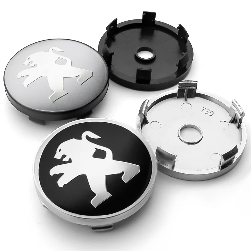 

4 шт./компл., 60 мм, колпачки для центральных колес автомобиля, чехол для Peugeot 108 208 301 306 3008 RCZ 407 205 5008 806 3008 4008 аксессуары