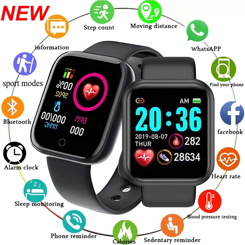 

Ladies Digital Bluetooth Watches Smart Watch Men Women Y68 Blood Pressure Heart Rate Monitor Sport Smartwatch Fitpro Tracker