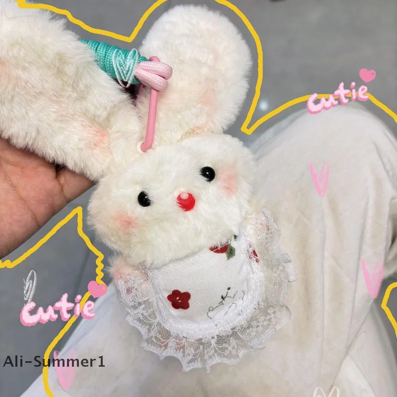 【E】漫画風ぬいぐるみうさぎ人形おもちゃキーホルダー、甘くて可愛いバッグペンダントデコレーション、車のキーリング、女性カップル向け、かわいいギフト