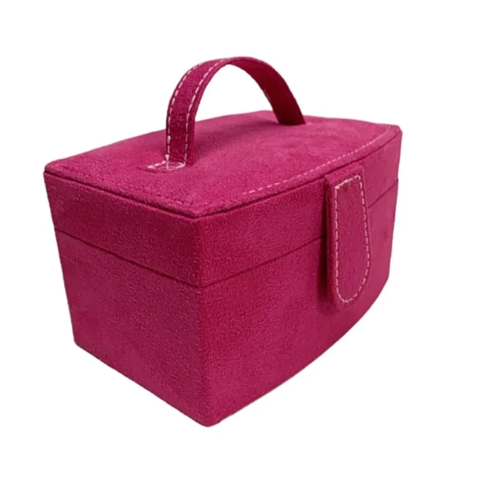 Fashionable Faux Suede Jewelry Storage Box Dustproof Spacious Single Layer Portable Travel Organizer Box Luxury Durable