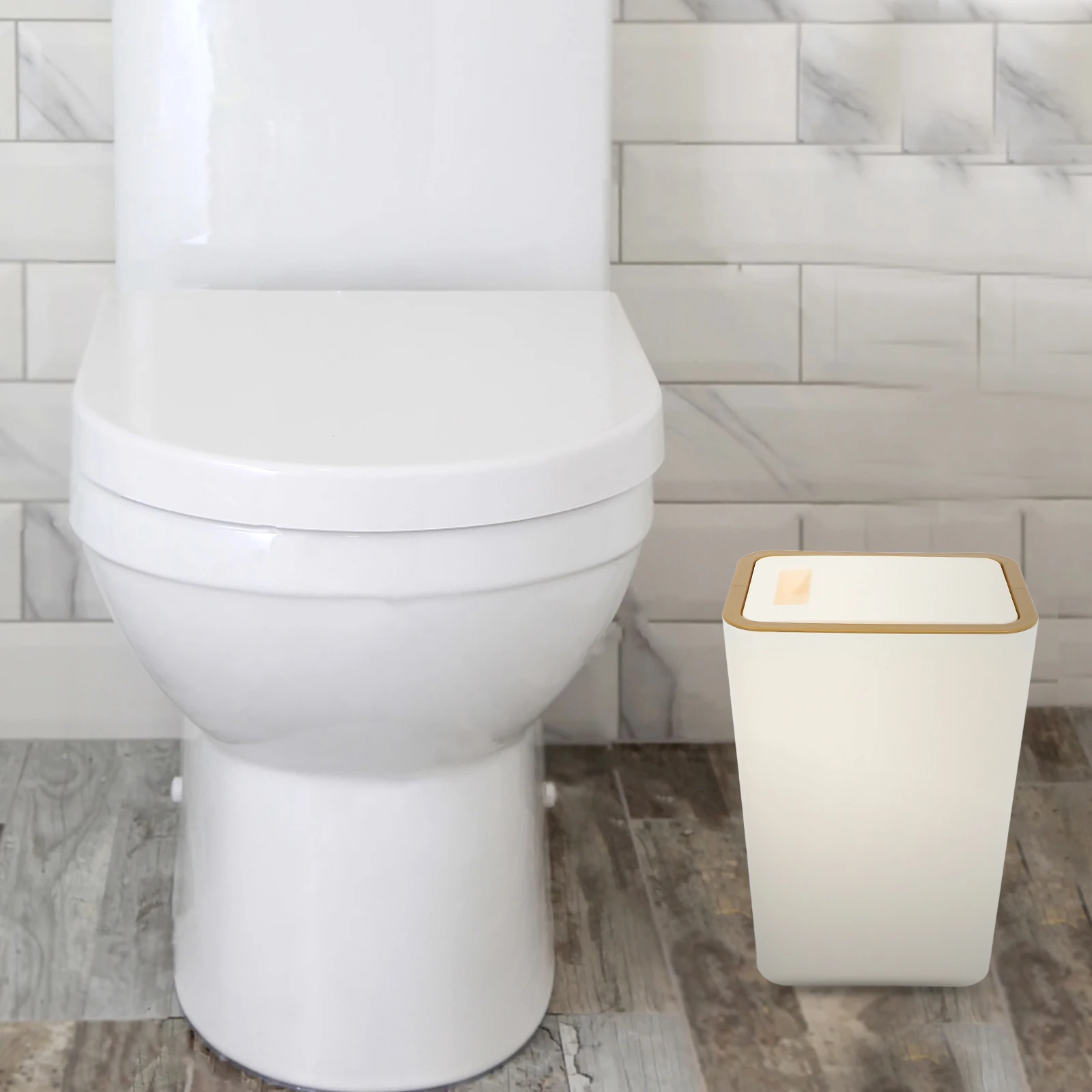 

Press Top Trash Can With Lid Plastic Waste Bin For Kitchen Bathroom Bedroom Office Multi-Function Garbage Container