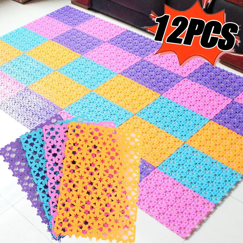 

20x30cm Bathroom Non-slip Mat Household Bathroom Toilet Splicing Patchwork Grounding Mat Feet Mats Bath Shower Waterproof Mats