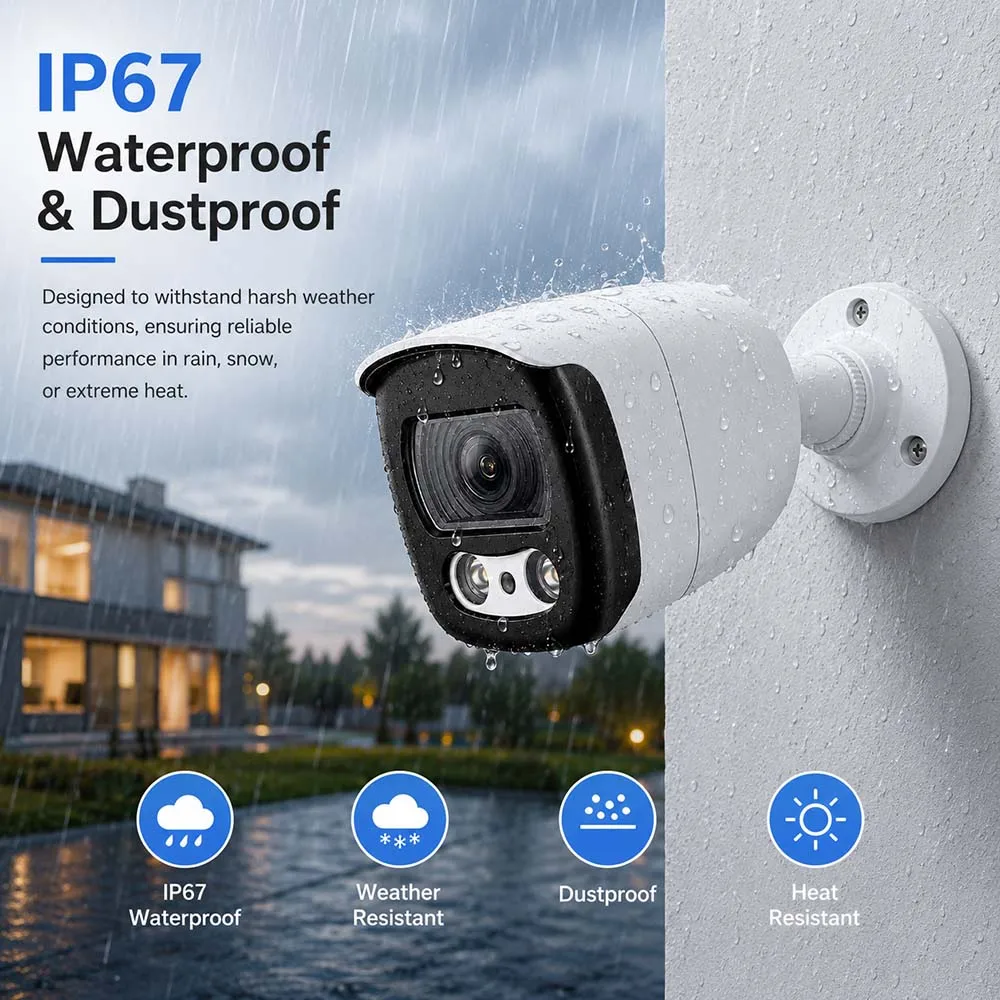 PoE IP Camera 4K/5MP/4MP AI Human Detection Built-in Mic Motion Detection Night Vision IP67 Waterproof ONVIF CCTV NVR Camera