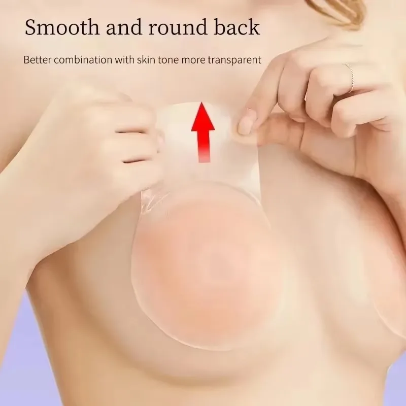 Image of 1 Paar Silikon-Nippelabdeckungen, selbstklebende, unsichtbare BH-Sticker, Brustpflaster für Frauen, wiederverwendbare Brust-Pads
