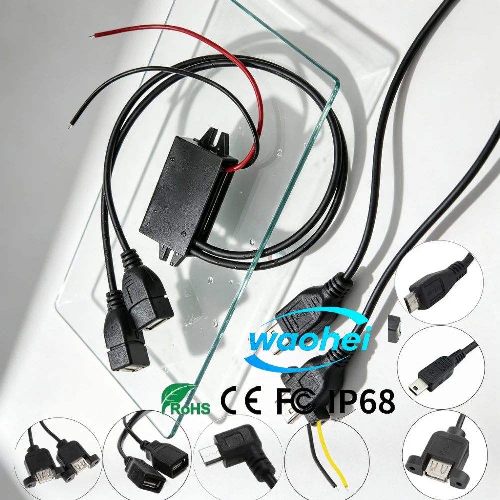 12V24V to 5V 3A 5A Micro Mini USB Step Down Voltage Power Supply Output Adapter Heat Auto Protection DC Car Power Converter ROHS