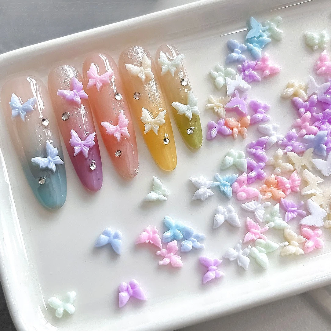 

Colorful Resin Butterfly French Bowknot Pearl Snowflake Christmas Wreath Star Nail Art Accessories Decorations DIY Manicure Tool