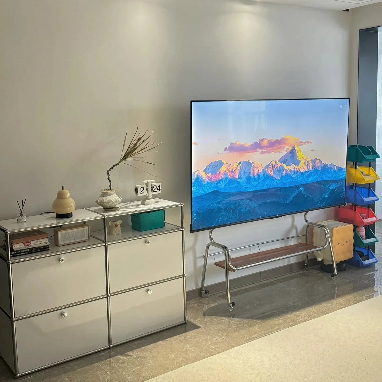 빈티지 사이드보드 수납장 거실 캐비닛 침실 스테인리스 스틸 메탈 프레임워크 수납 TV 캐비닛 맞춤형