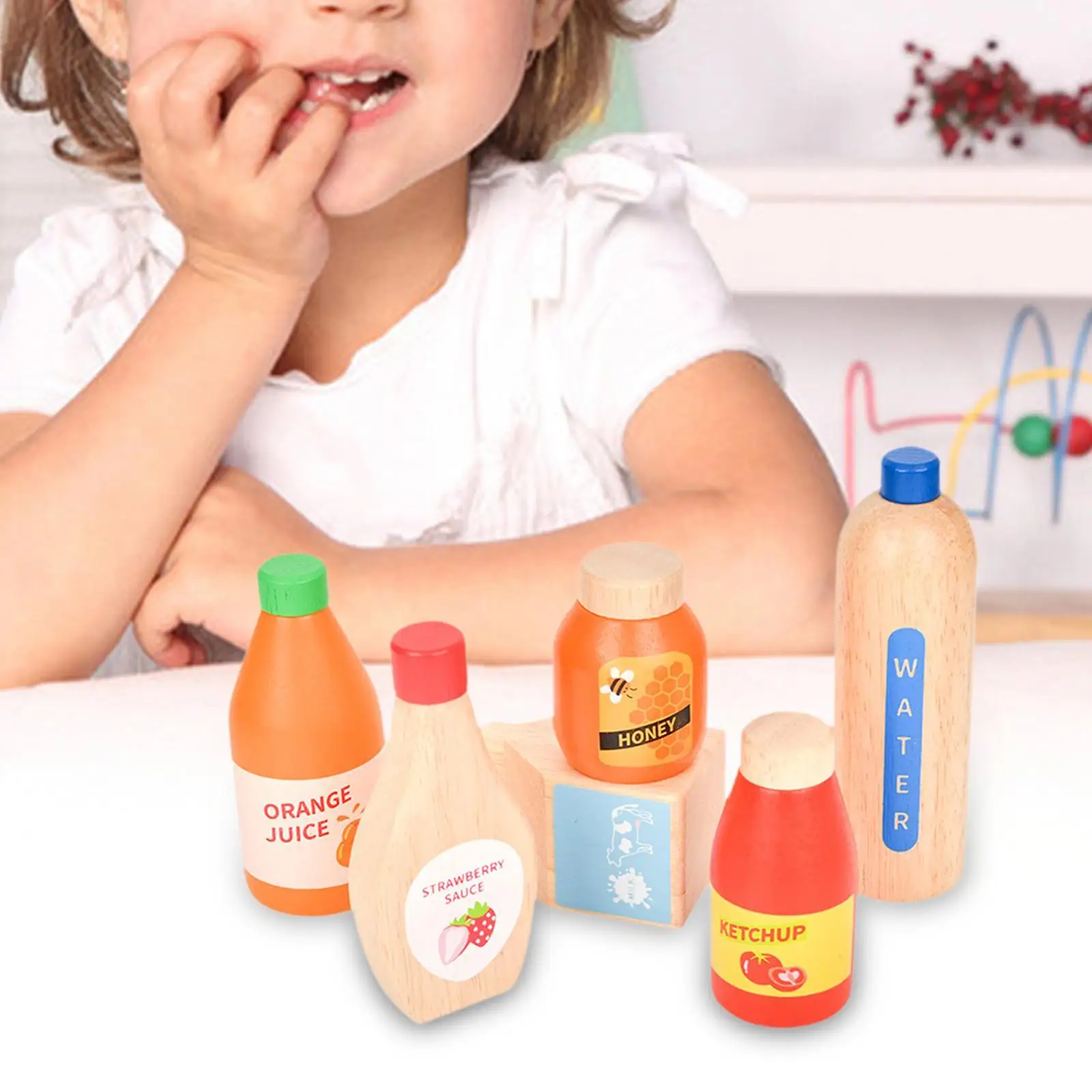 木製食品遊びおもちゃドリンクセットごっこ遊び男の子女の子パーティーの記念品