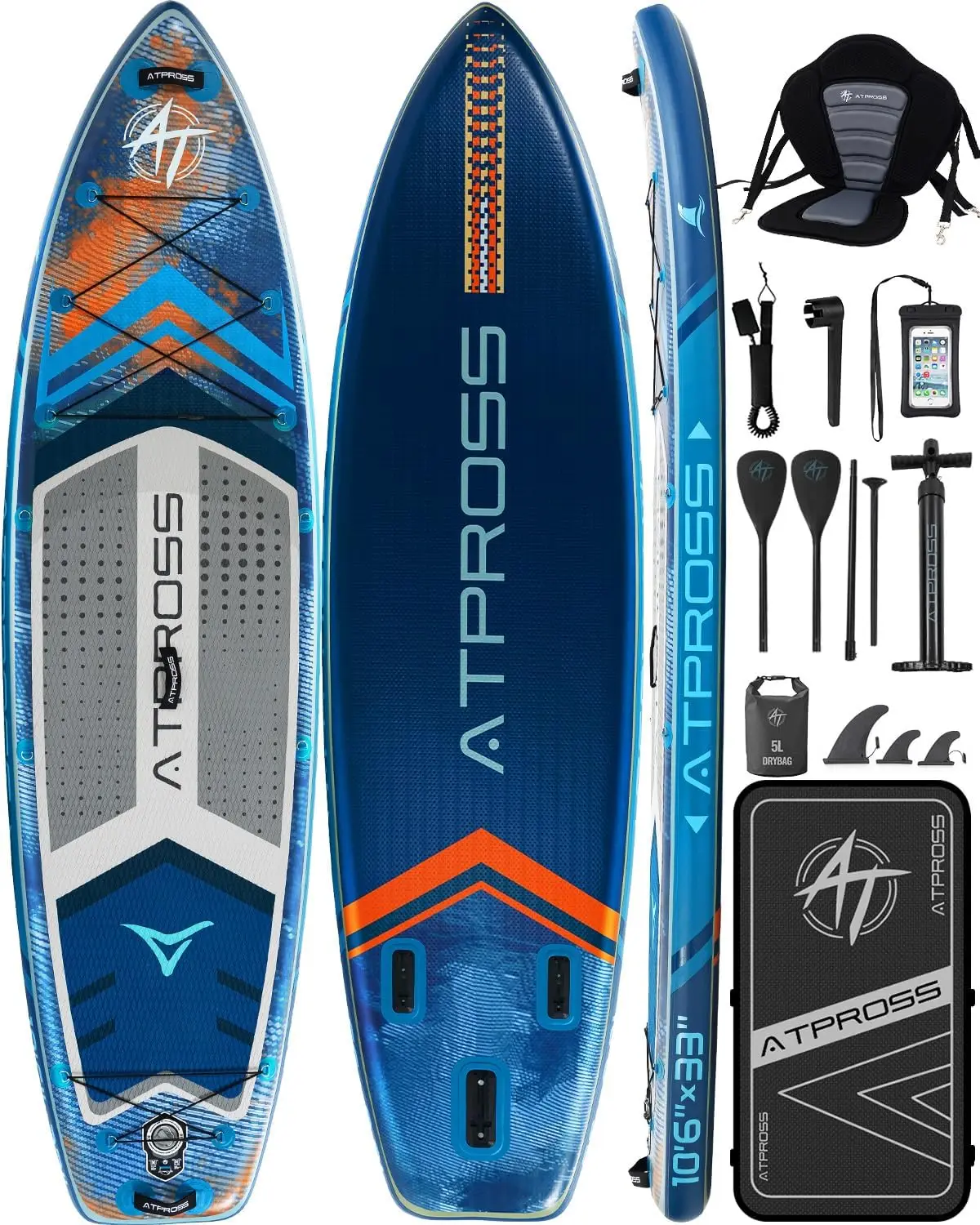 10'6''x33'' Inflatable Stand Up Paddle Board with SUP Accessories | Extra Wide Stable Anti-Slip EVA Deck, 400lbs Capacity