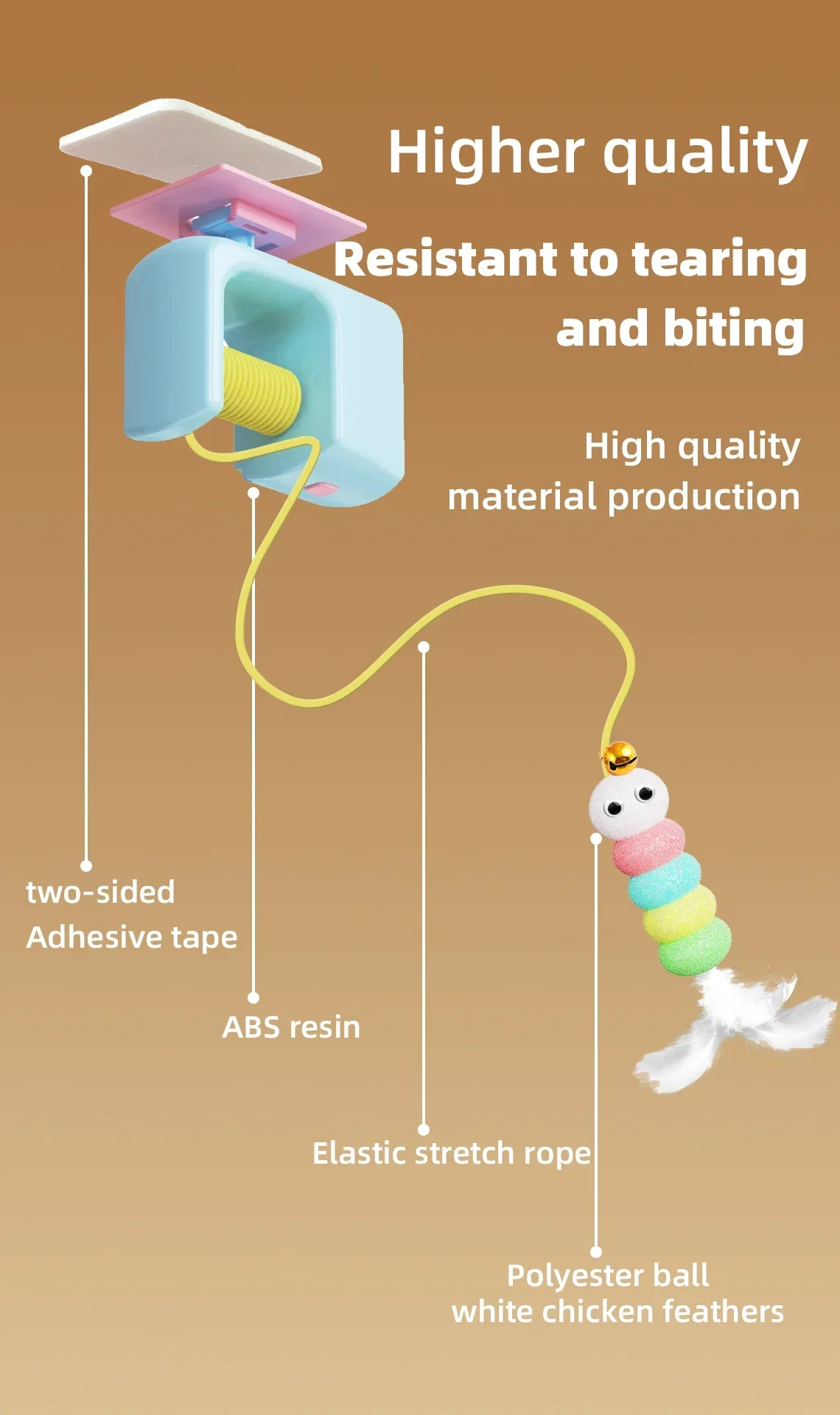 P-Cats Toys Pet Stress Relief Rechargeable Interactive Hanging Door Automatic Electric Flying Bird Cat Toy for Hunt Elastic Rope gallery 5