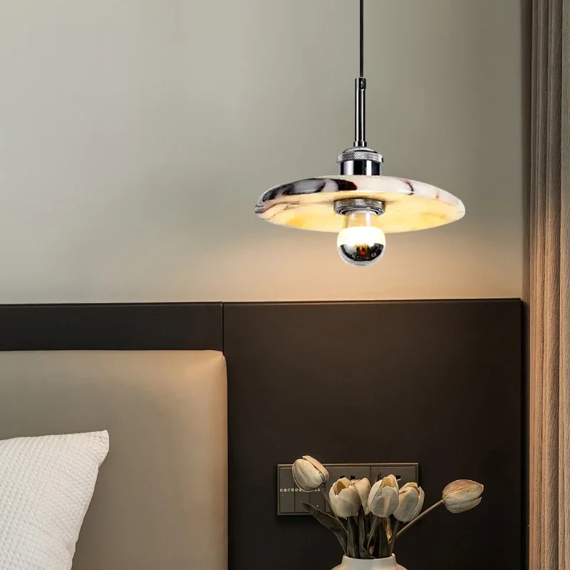 TechHPBedroom Bedside Pendant Lamp Natural Marble Italian Minimalist Living Room Entrance Table