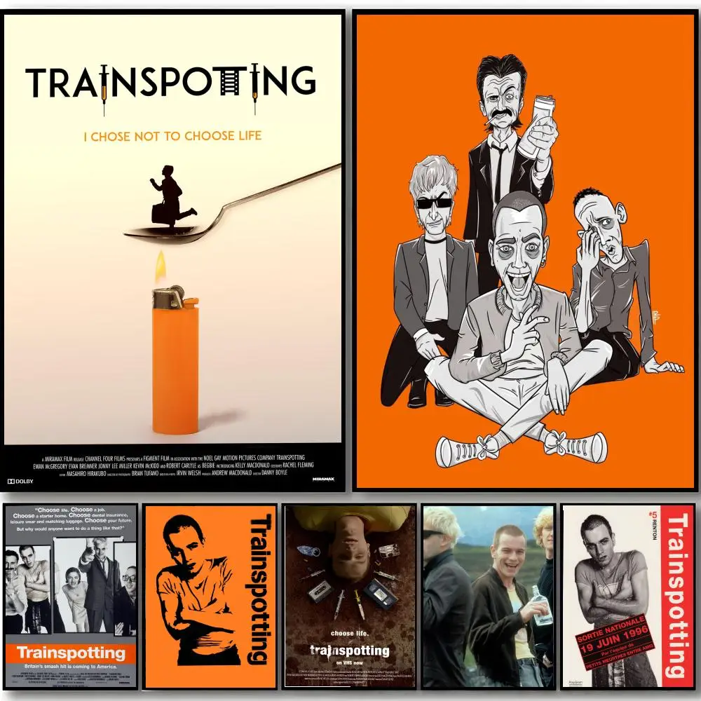 T-Trainspotting Classic Movie Poster HD-Kunstposter, selbstklebende Wanddekoration, wasserfest, für Zuhause, Schlafzimmer, Bar, ästhetische Dekoration