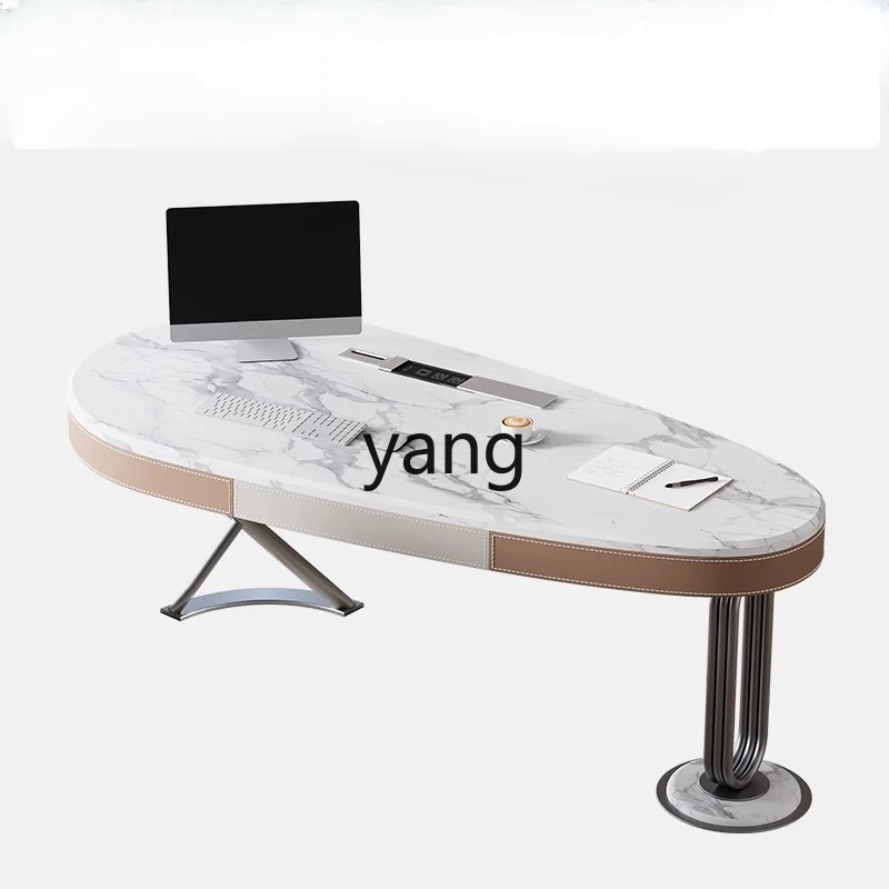 

LM saddle book table and chair combination household light luxury high-end rock slab desk
