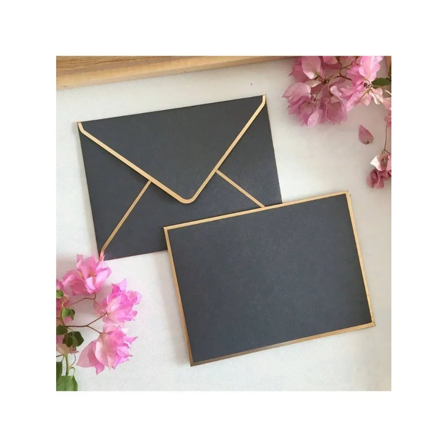 High-end Business Invitation Card with Gold Foil Stamping Envelope, Colored Offset Paper, Western-style Envelope